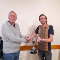 John Sammonds presenting the Mick Talbot Trophy to David Berger